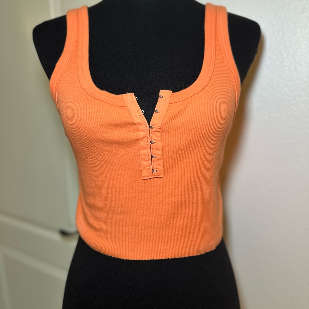 American Eagle Orange Ribbed Tank Top